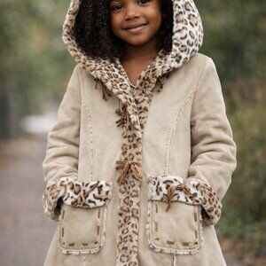 Hawke & Co Beige Coat with Leopard Accents